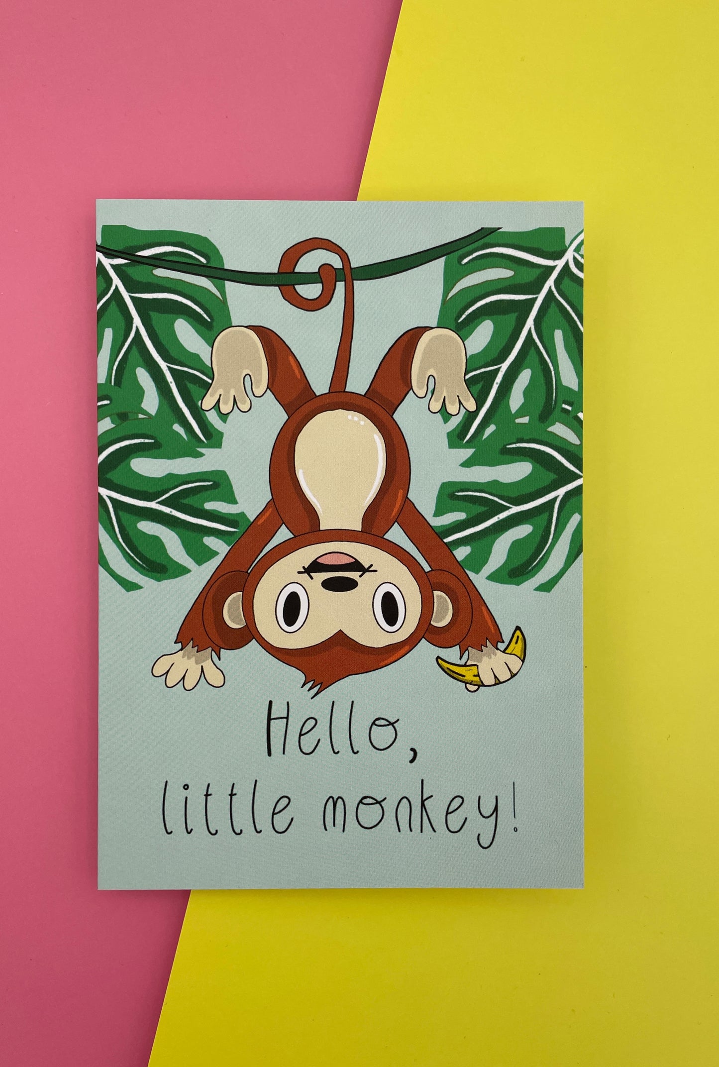Hello, little monkey! greeting card