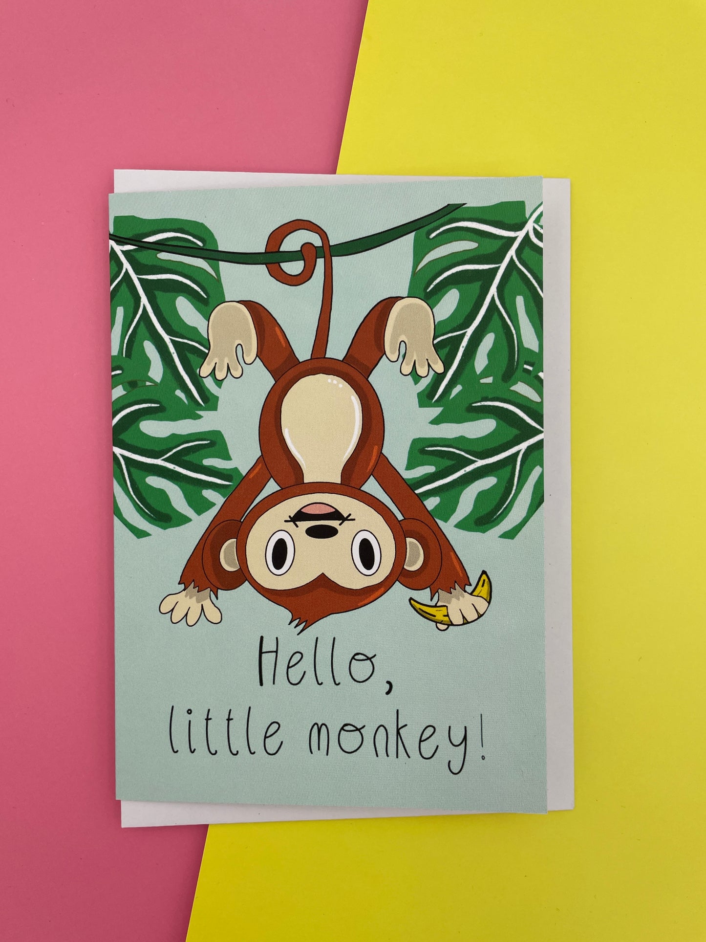 Hello, little monkey! greeting card