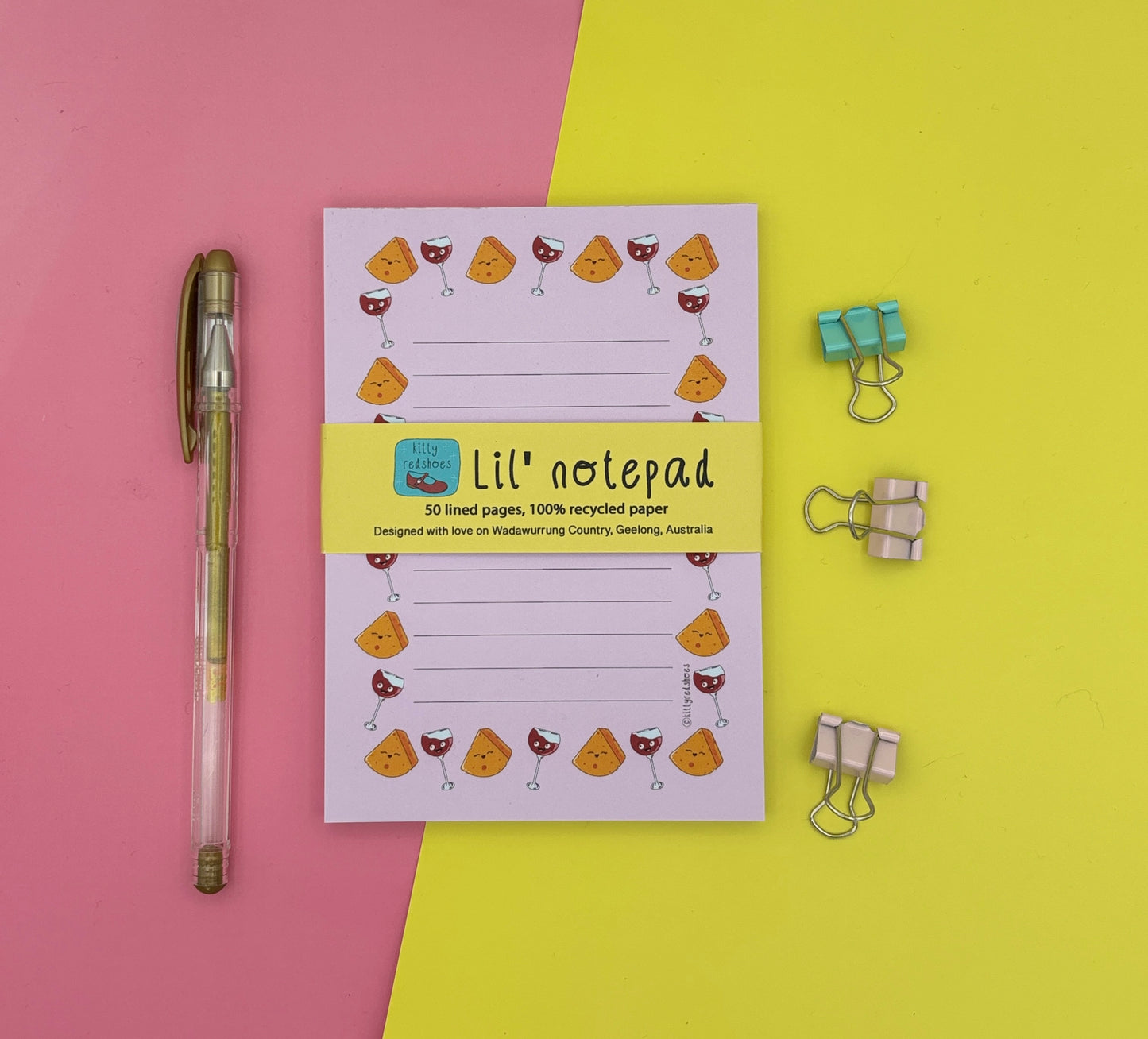 Wine and cheese lil notepad