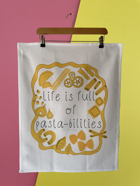 Life is full of pasta-bilities tea towel