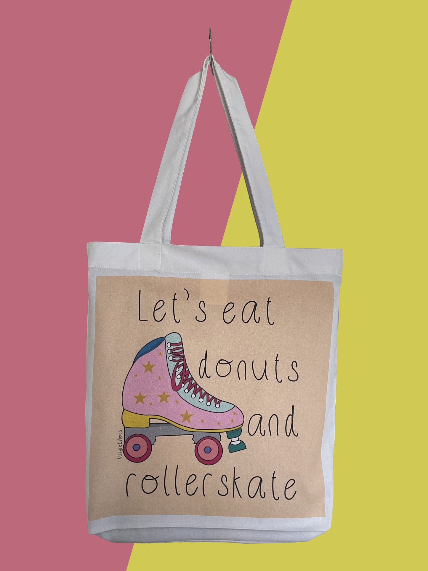 Let's eat donuts and rollerskate tote bag