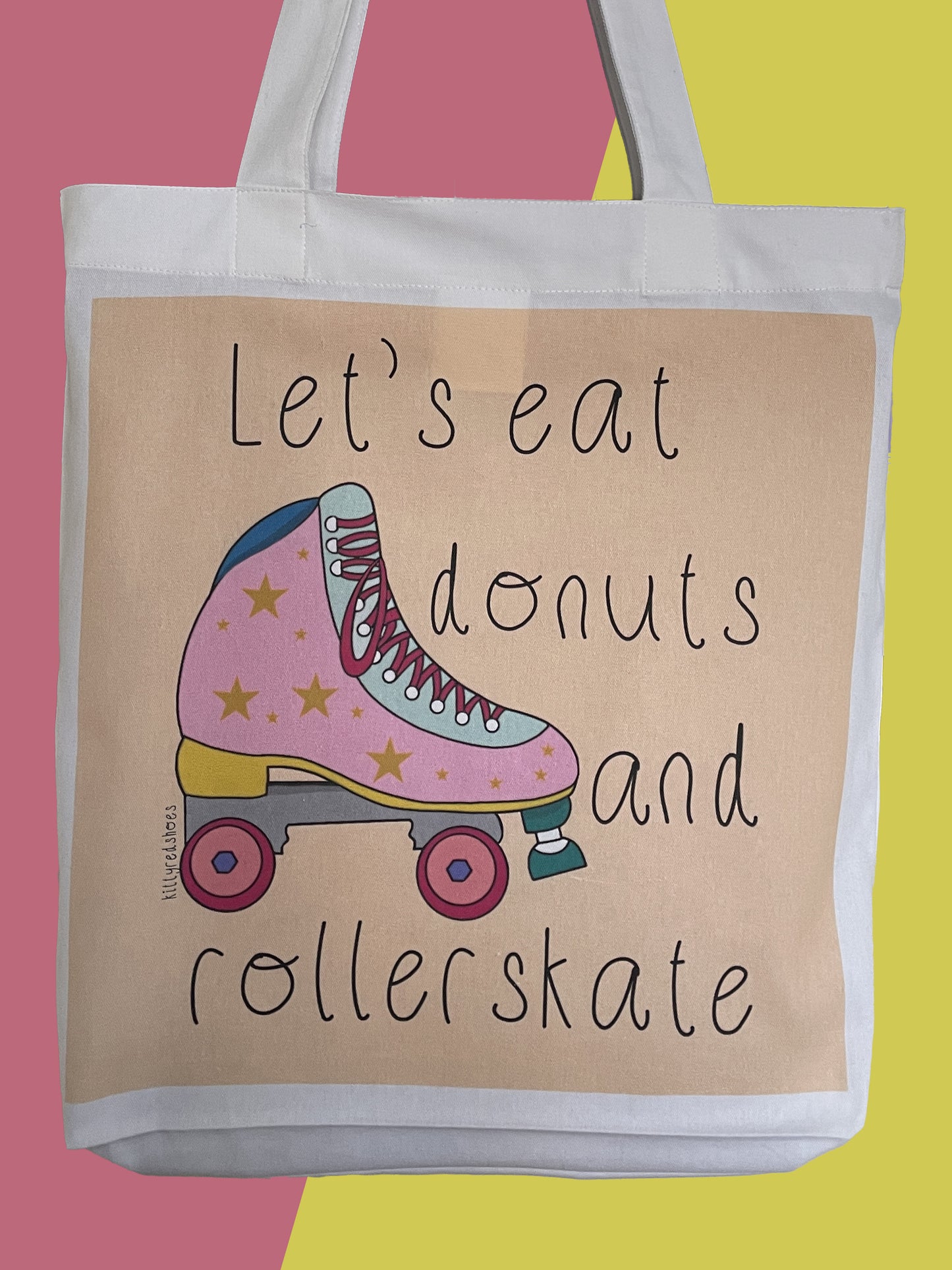 Let's eat donuts and rollerskate tote bag