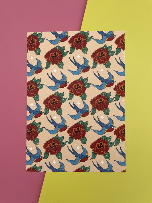 Roseybird greeting card